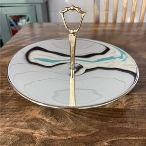 Vintage MCM Kromex Serving Platter with Gold-Tone Handle